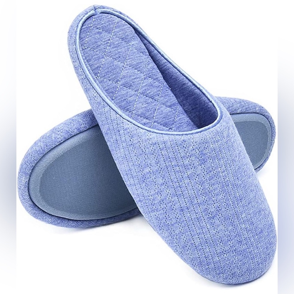 CHARTER CLUB Pointelle Closed-Toe Slippers Memory foam Sz XL 11-12 Blue